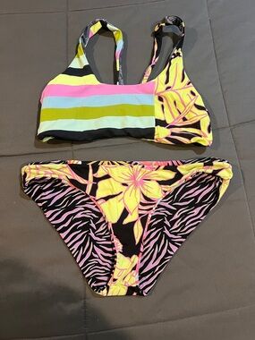 Maaji Neon Floral & Stripe Bikini - Yellow, Pink, Black